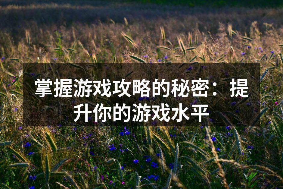 掌握游戏攻略的秘密：提升你的游戏水平